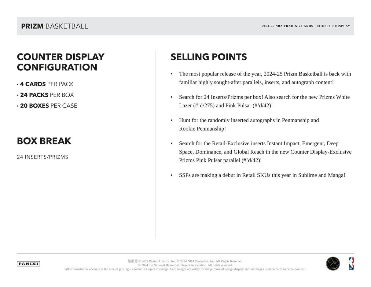 2024/25 Panini Prizm Basketball Retail 24-Pack Box
