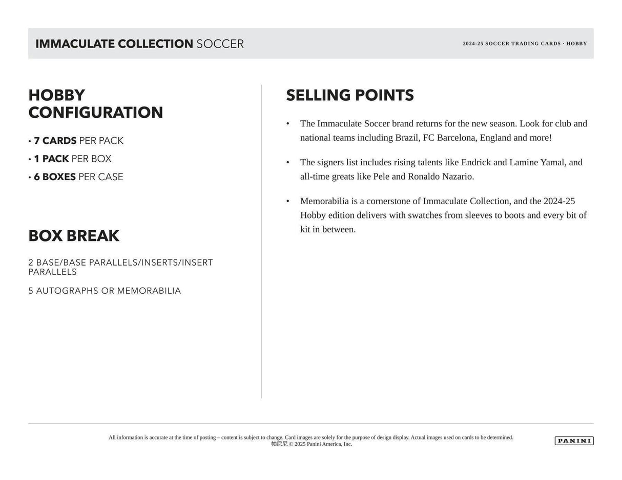 2024/25 Panini Immaculate Soccer Hobby Box