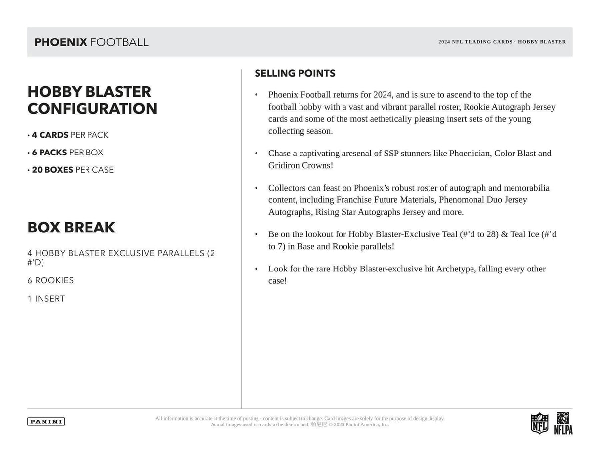 2024 Panini Phoenix Football 6-Pack Blaster Box