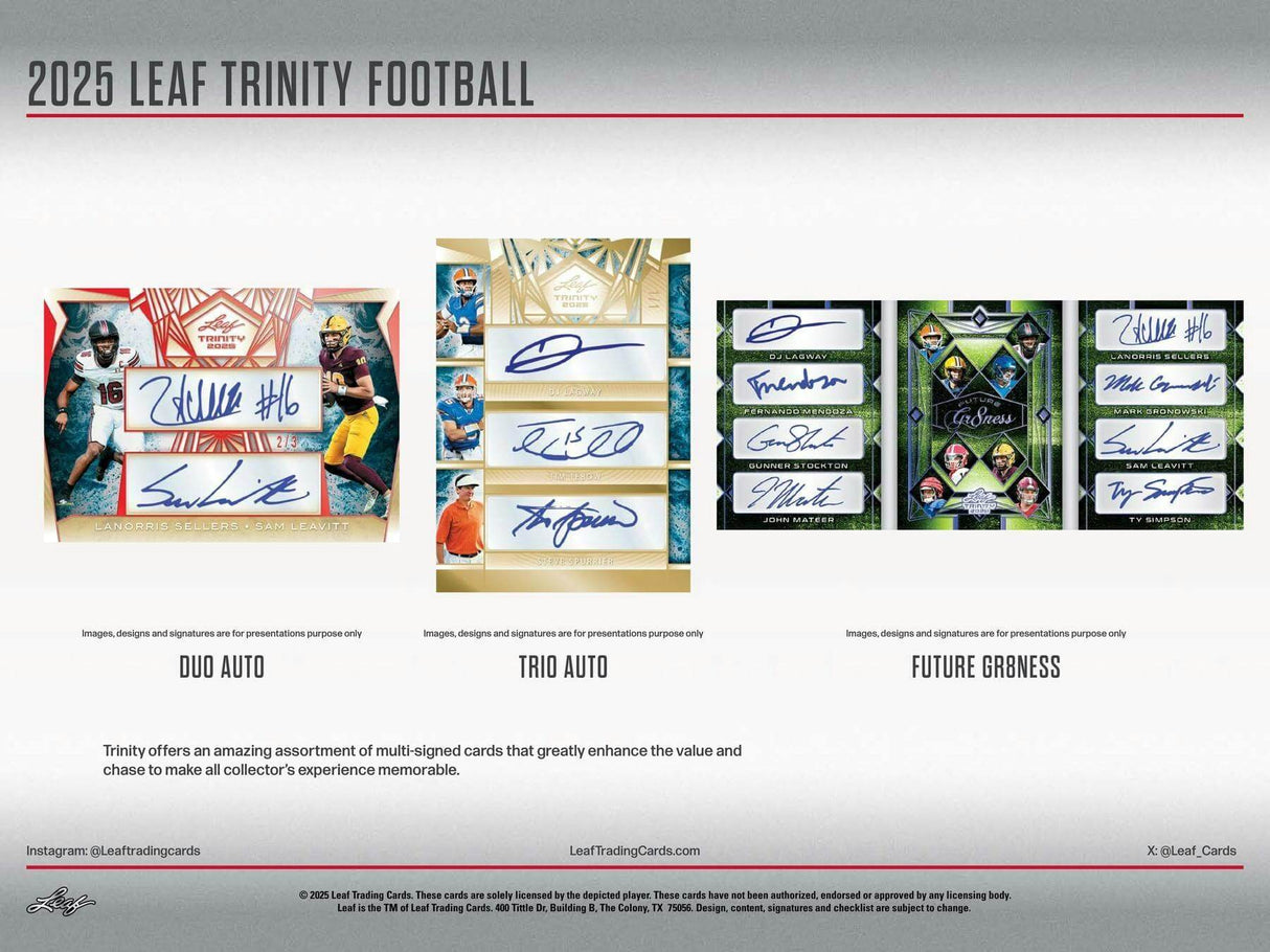 2025 Leaf Trinity Football Jumbo Hobby Box