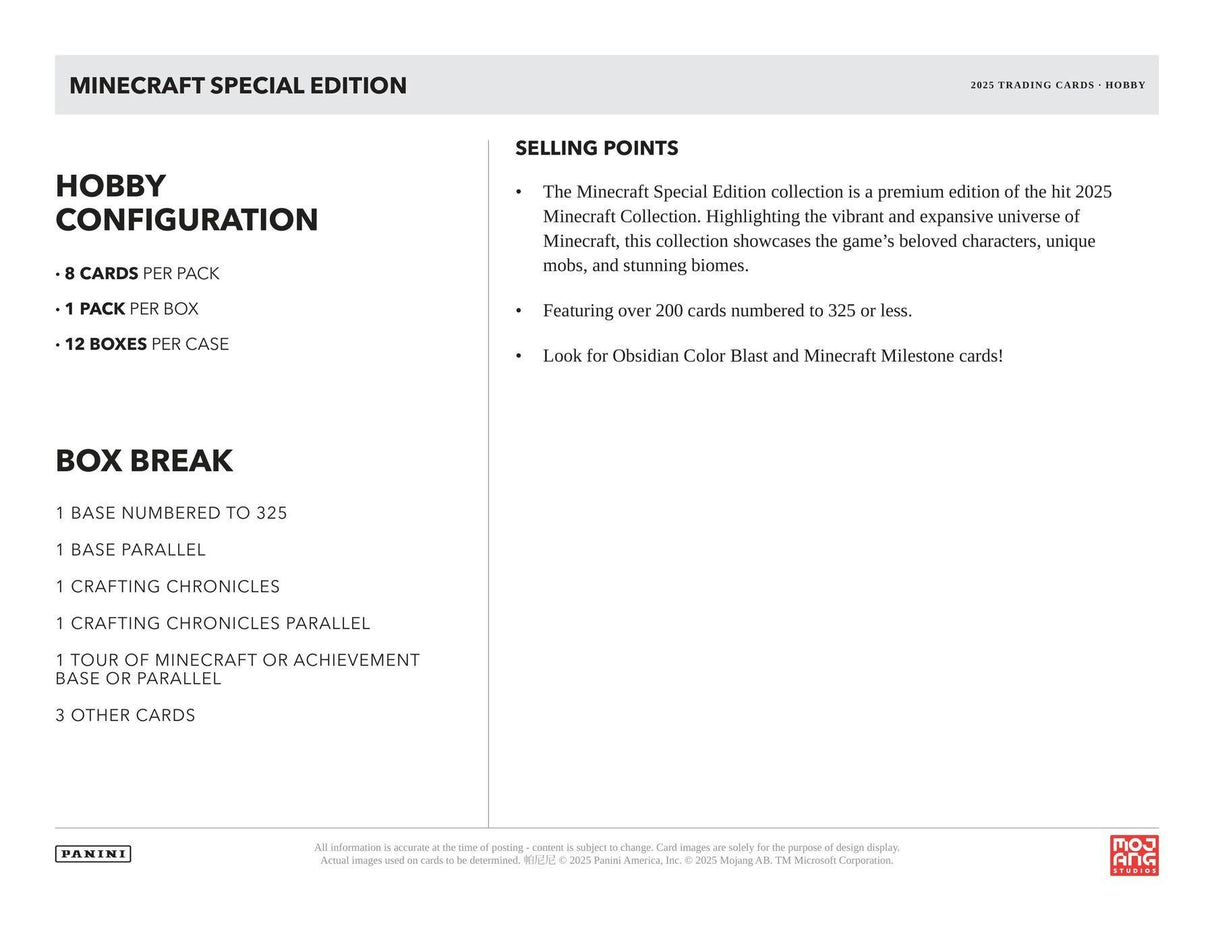 Panini 2025 Minecraft Special Edition Hobby Box