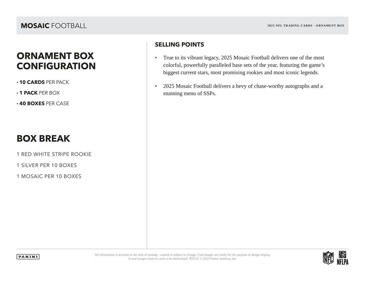 2025 Panini Mosaic Football Ornament Box