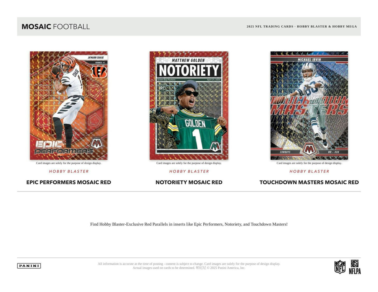 2025 Panini Mosaic Football Hobby Mega (Red Camo Mosaic!) 20-Box Case