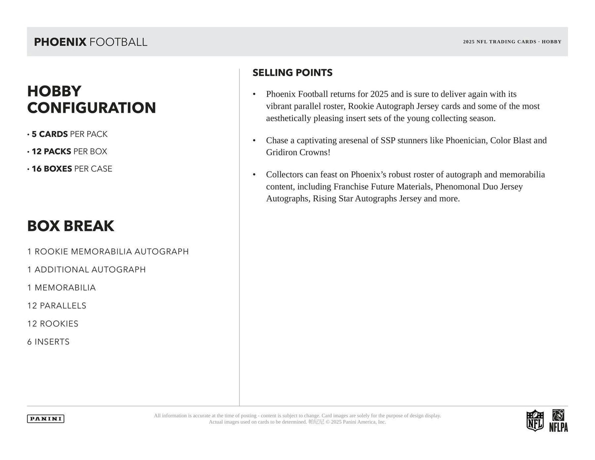 2025 Panini Phoenix Football Hobby Pack