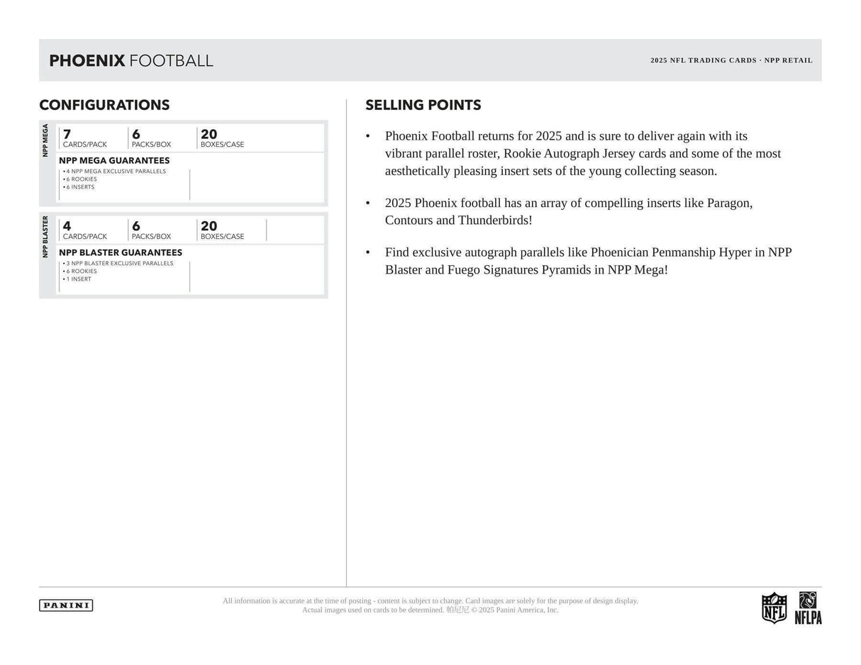 2025 Panini Phoenix Football Mega 20-Box Case
