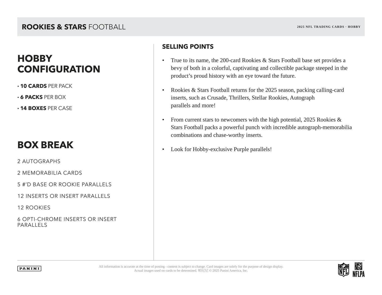 2025 Panini Rookies & Stars Football Hobby Pack