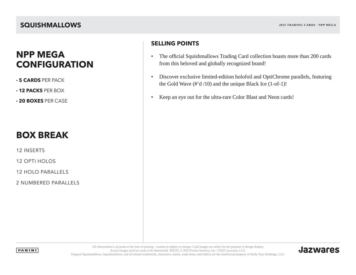 2025 Panini Squishmallows Series 2 Mega 20-Box Case