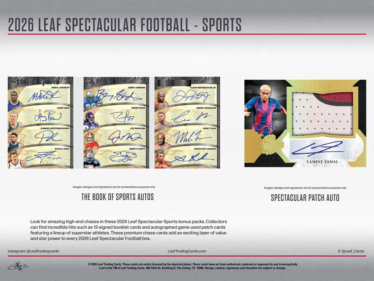 2026 Leaf Spectacular Football Hobby Box