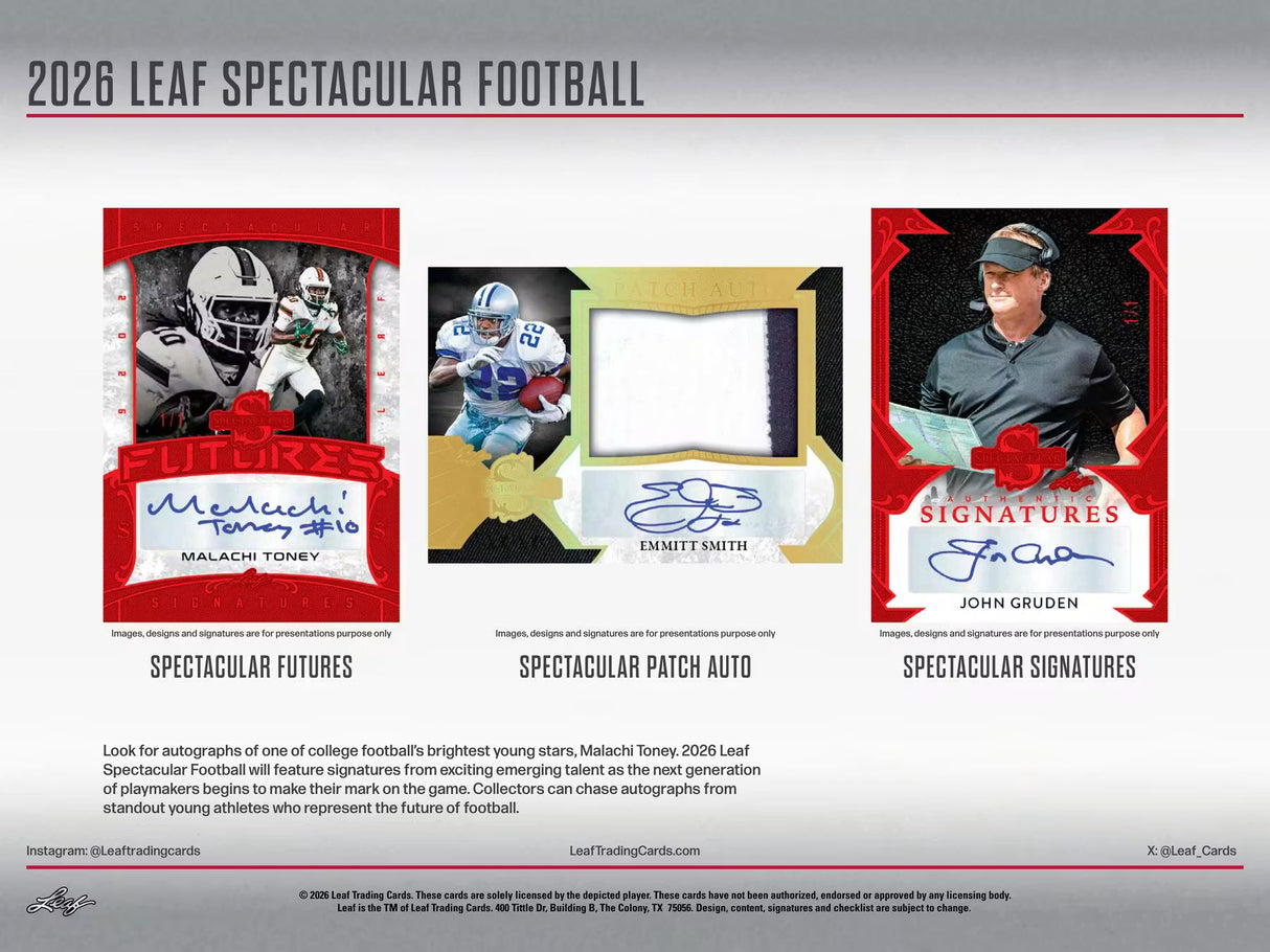 2026 Leaf Spectacular Football Hobby Box
