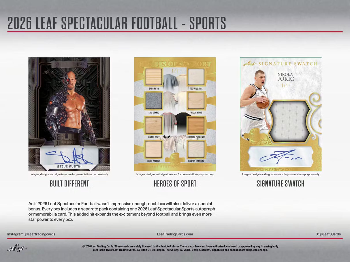 2026 Leaf Spectacular Football Hobby Box