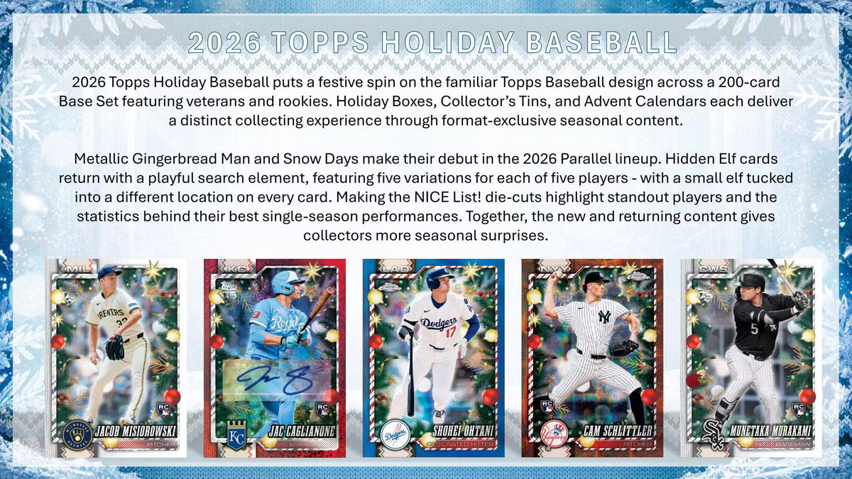 2026 Topps Holiday Baseball Hobby Collector 3-Tin 5-Box Case