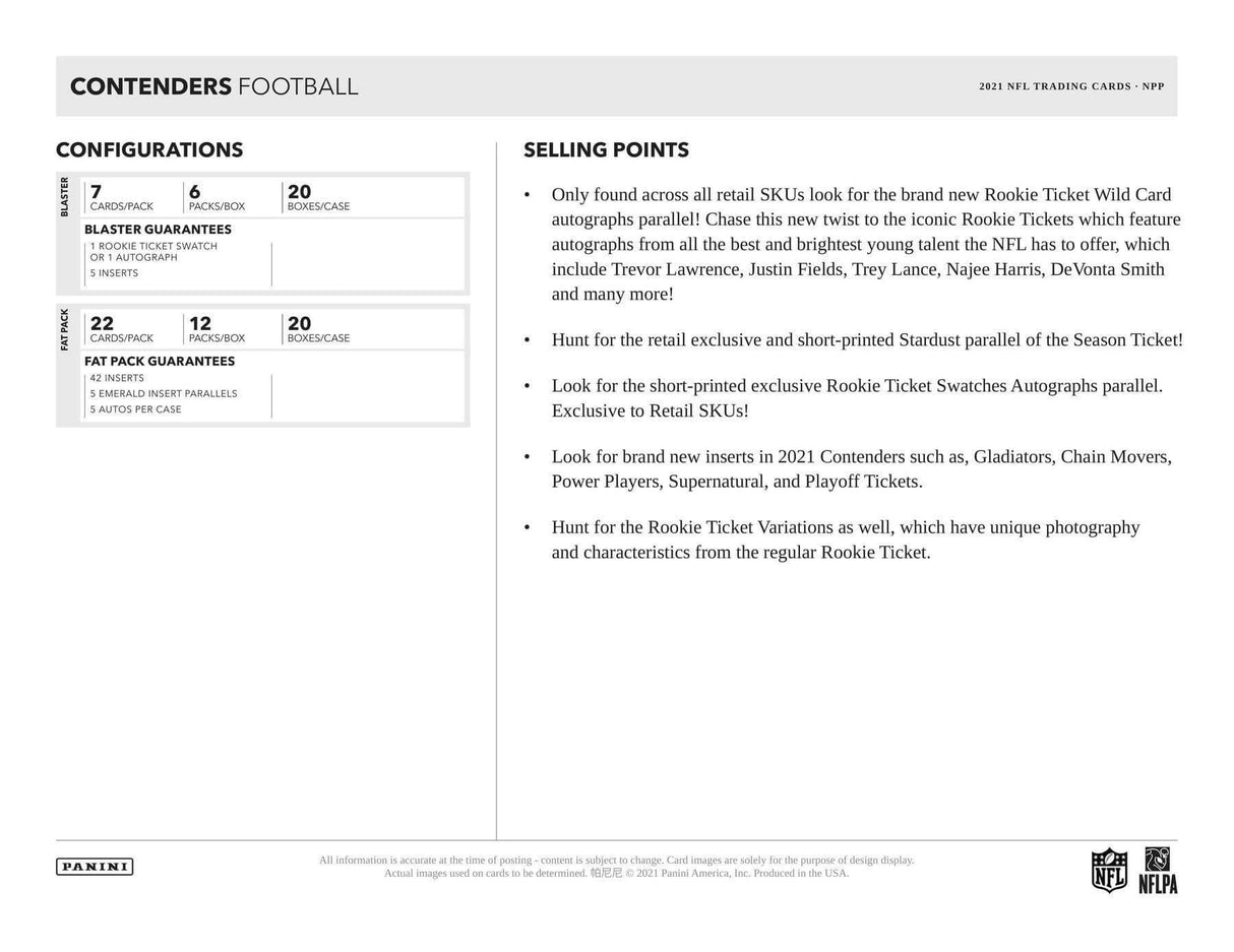 2021 Panini Contenders Football Blaster Box