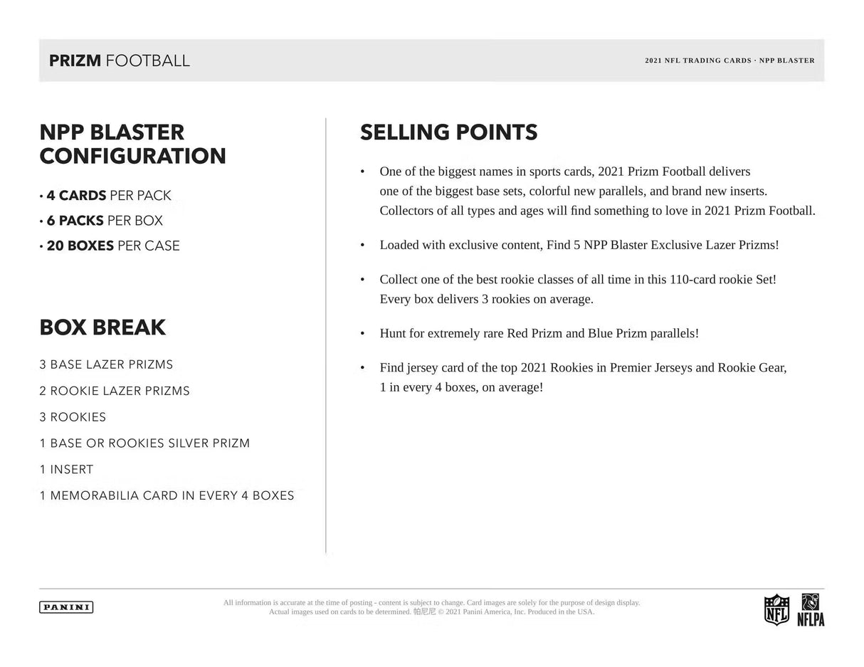 2021 Panini Prizm Football 6-Pack Blaster Box (Disco Prizms!)