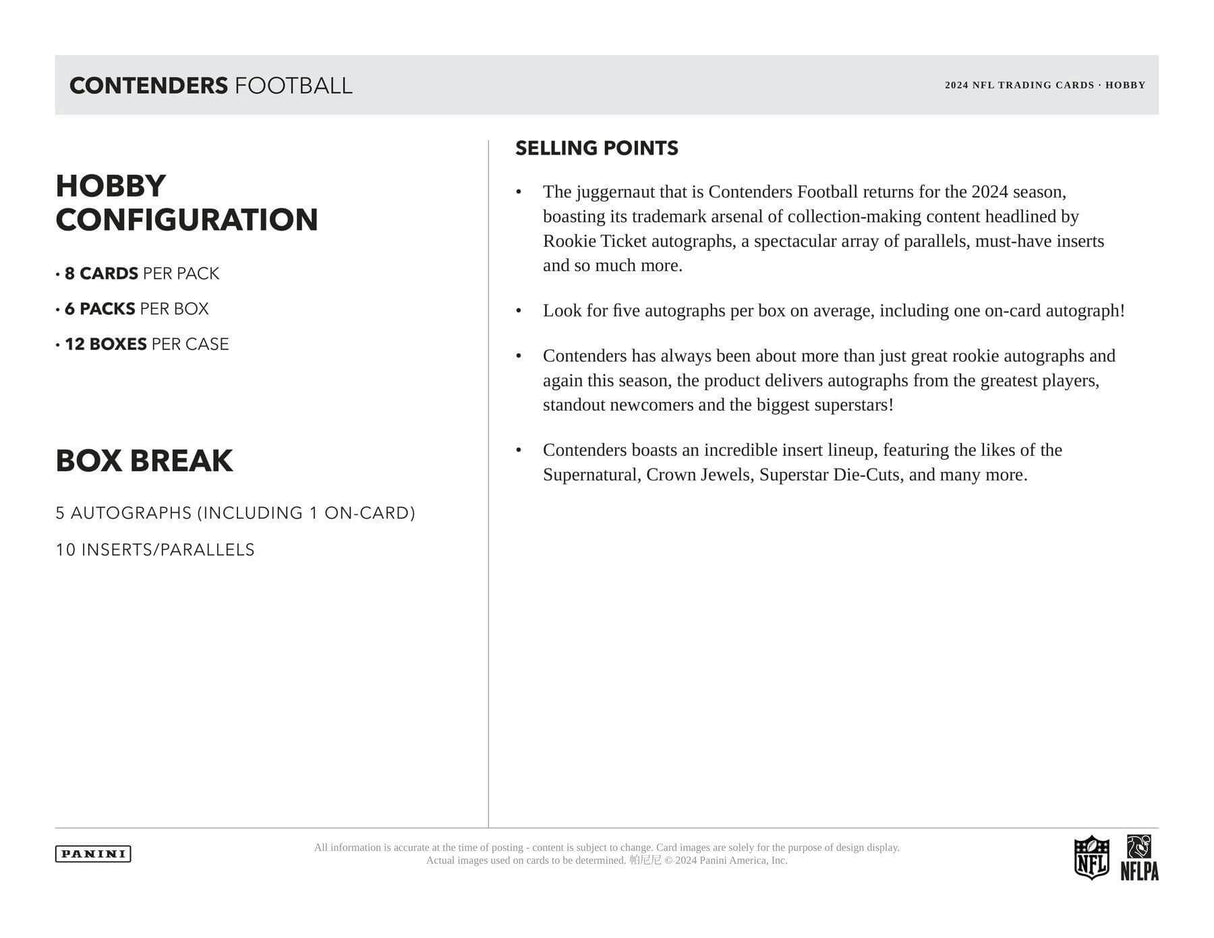 2024 Panini Contenders Football Hobby Box