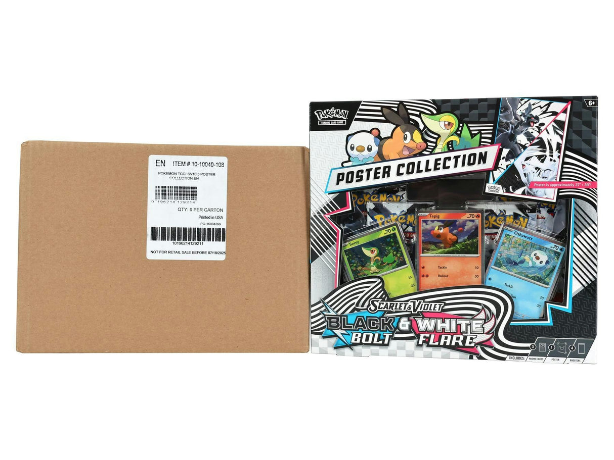 Pokemon TCG: Scarlet & Violet (SV10.5) Black Bolt & White Flare - Unova Poster Collection 6-Box Case