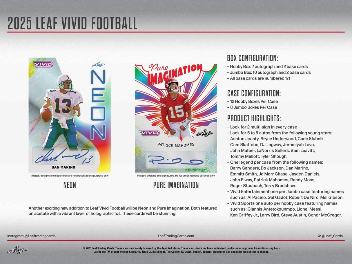 2025 Leaf Vivid Football Hobby Box