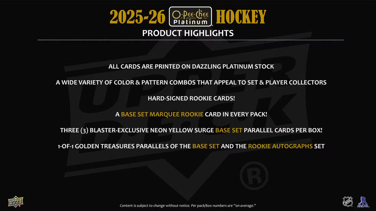 2025/26 Upper Deck O-Pee-Chee Platinum Hockey Blaster Box