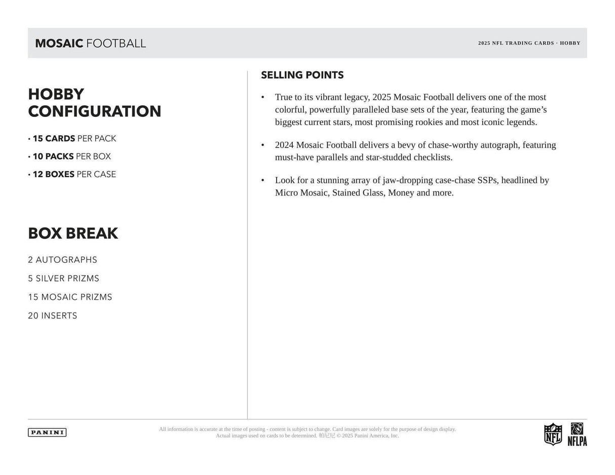 2025 Panini Mosaic Football Hobby Box
