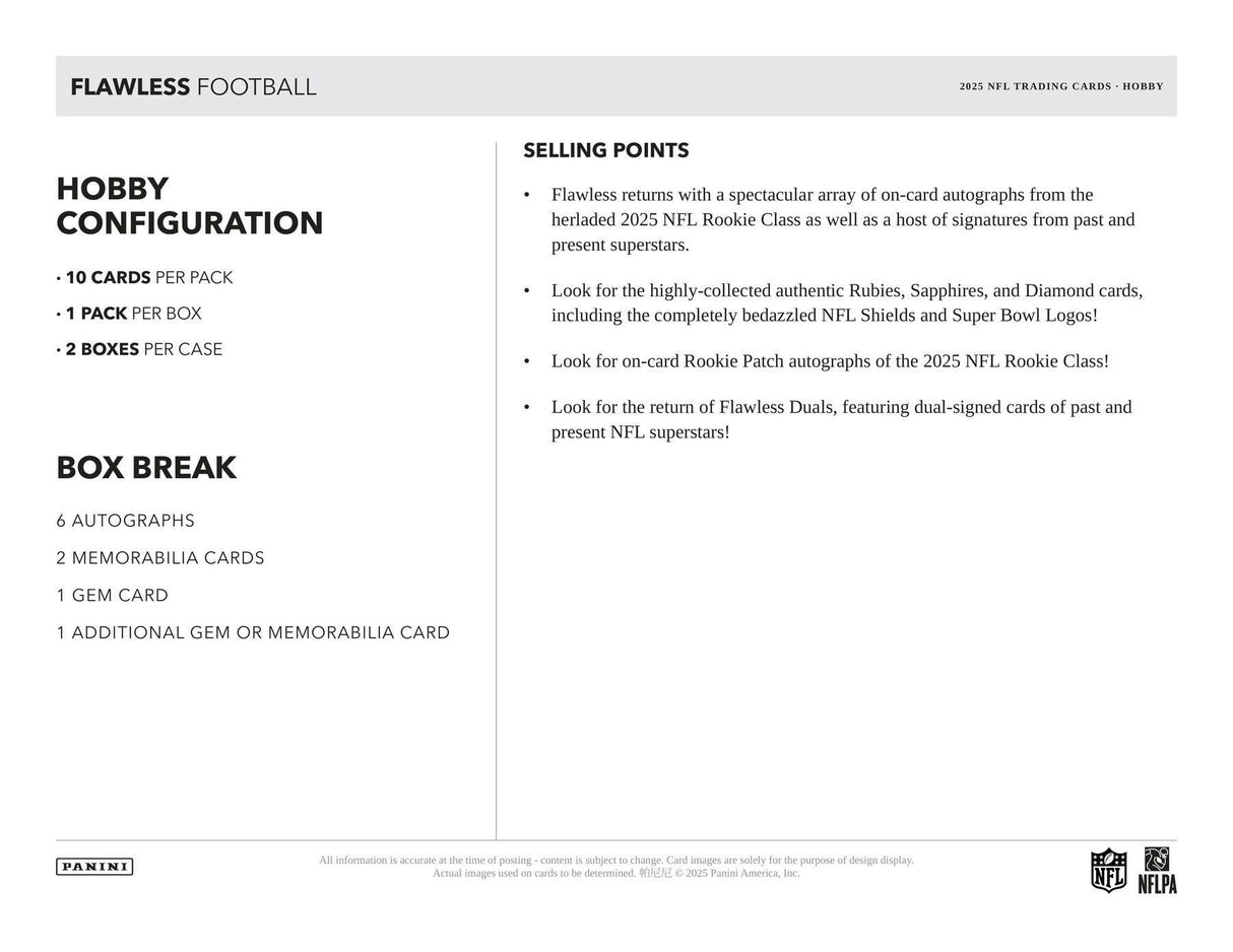 2025 Panini Flawless Football Hobby 2-Box Case
