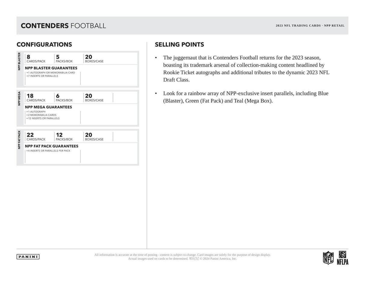 2023 Panini Contenders Football 5-Pack Blaster Box