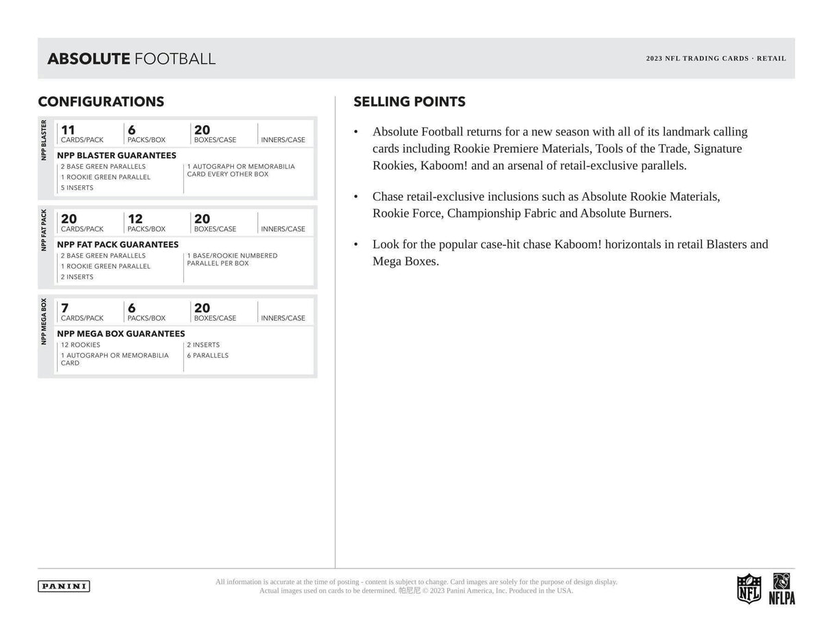 2023 Panini Absolute Football Mega Box