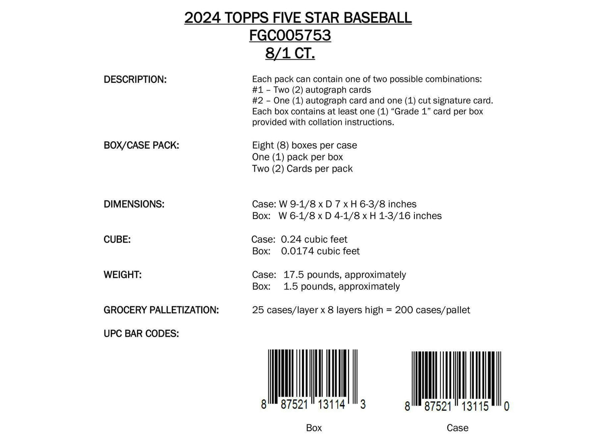 2024 Topps Five Star Baseball Hobby Box