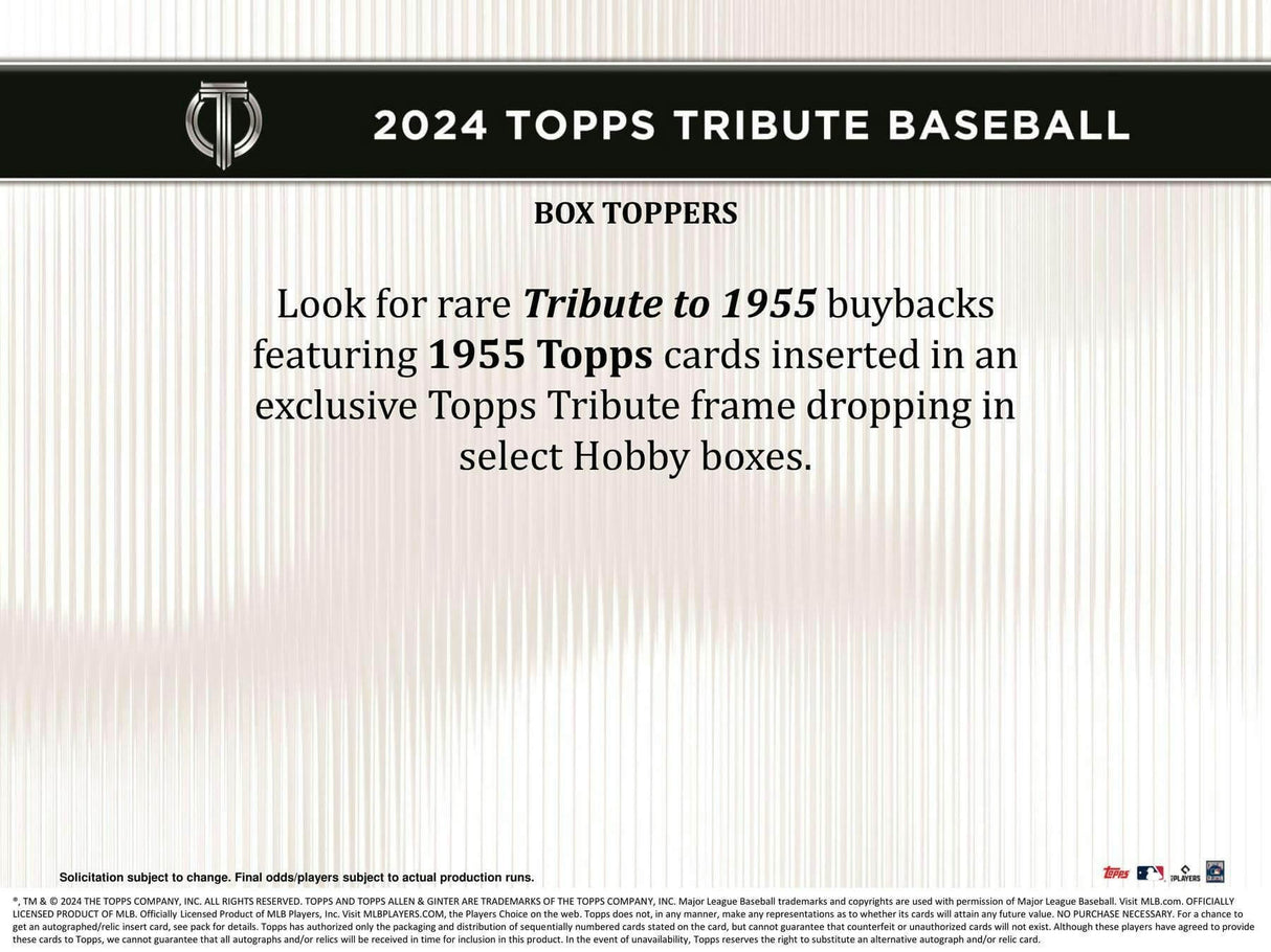 2024 Topps Tribute Baseball Hobby Box