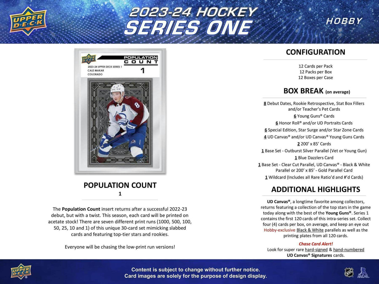 2023/24 Upper Deck Series 1 Hockey Hobby Box