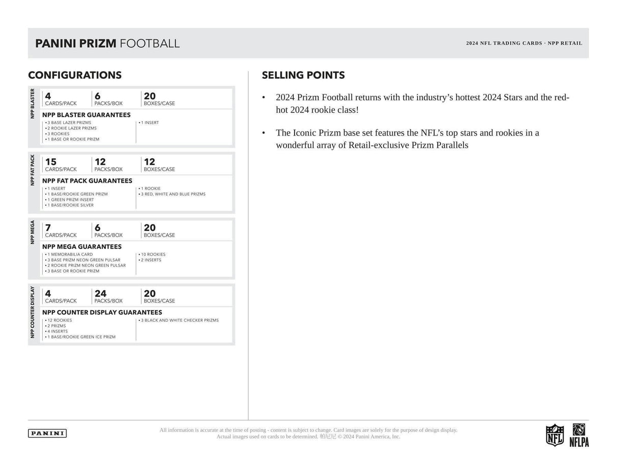 2024 Panini Prizm Football 6-Pack Blaster Box (Lazer Prizms!)