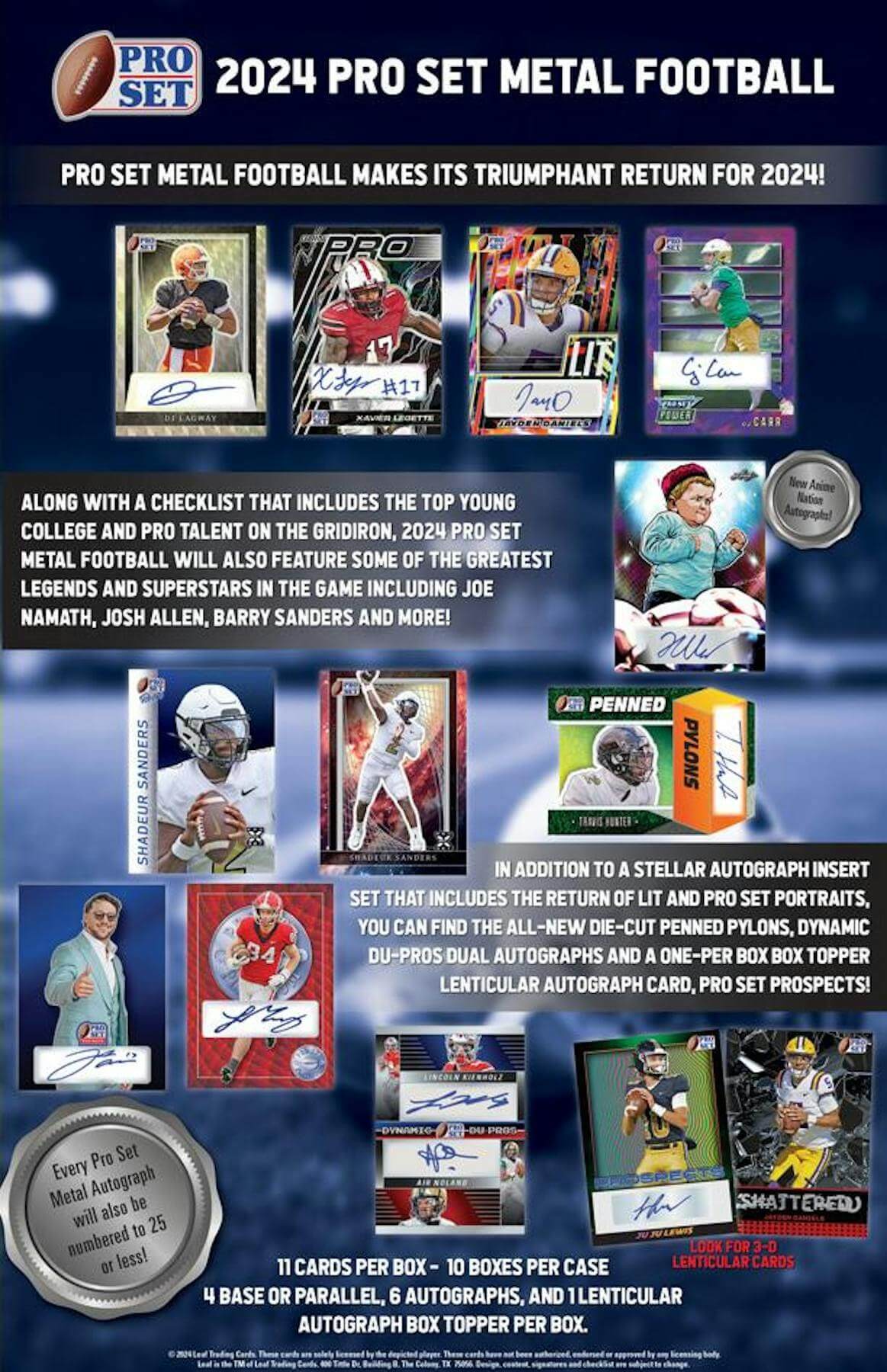 2024 Leaf Pro Set Metal Football Hobby Box