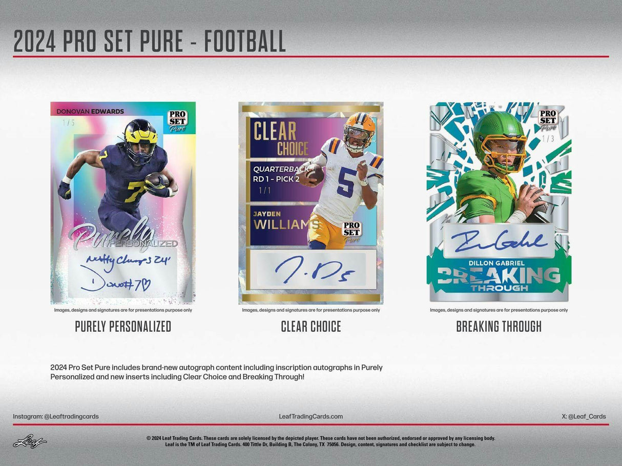 2024 Leaf Pro Set Pure Football Hobby Box