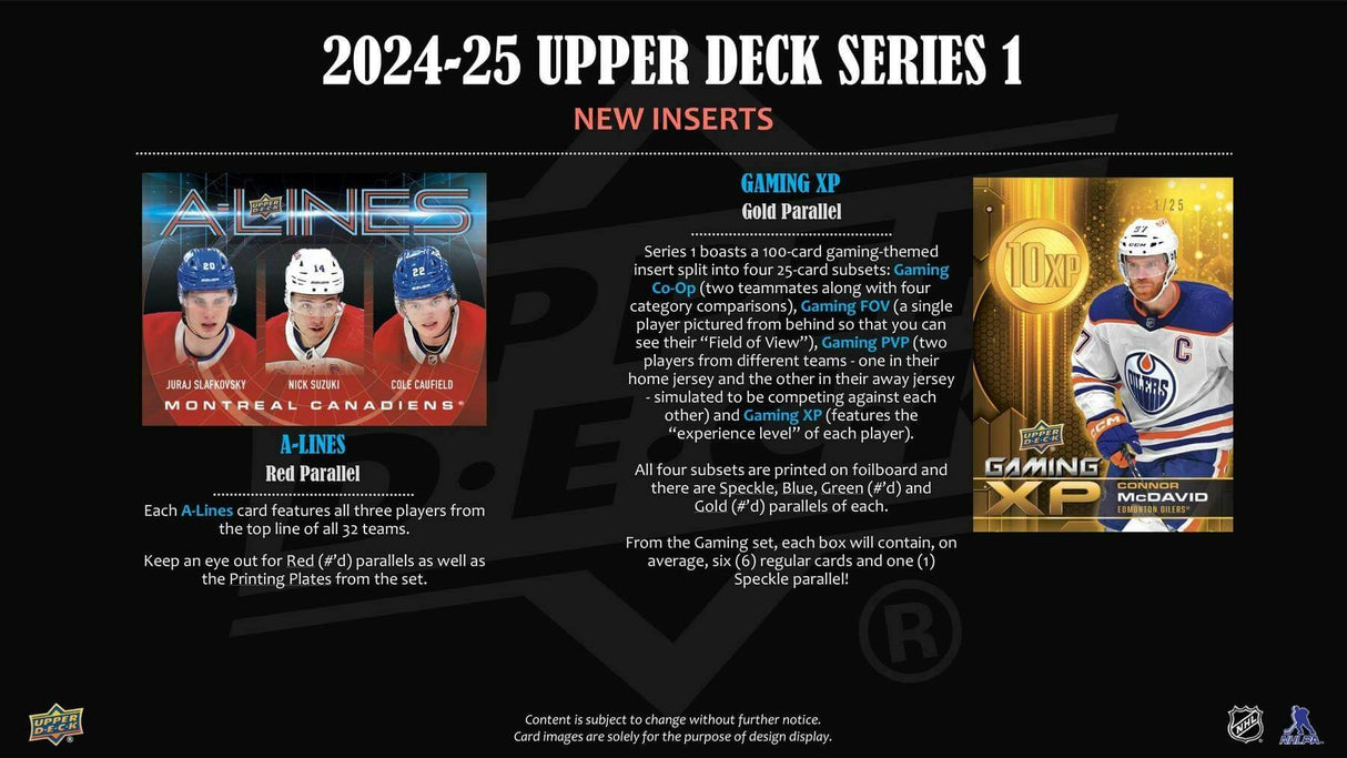 2024/25 Upper Deck Series 1 Hockey Hobby Box
