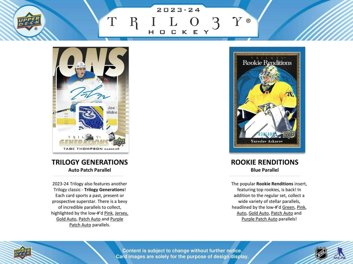 2023/24 Upper Deck Trilogy Hockey Hobby Pack