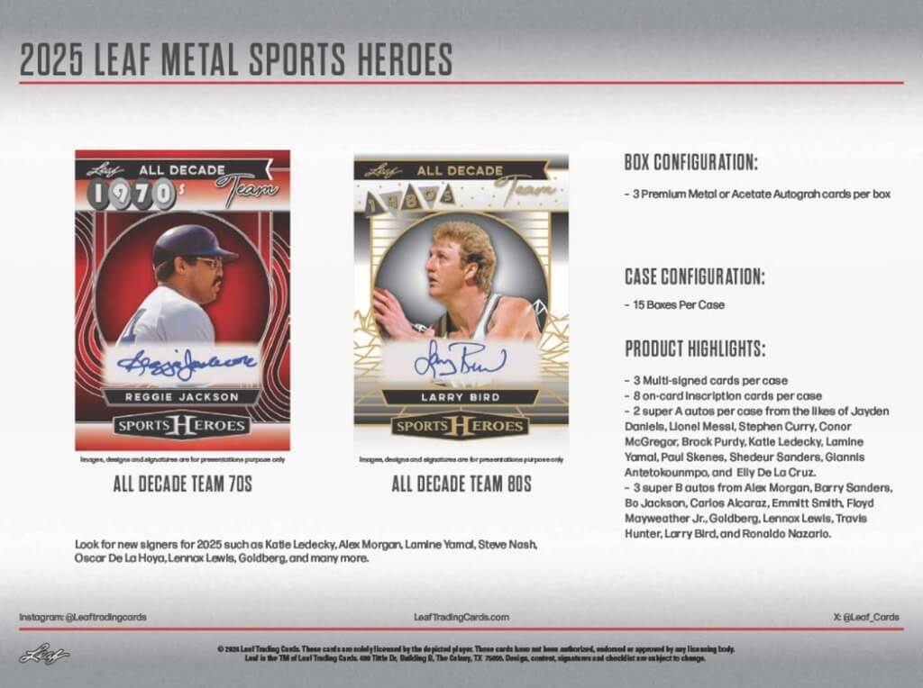 2025 Leaf Metal Sports Heroes Hobby - SOLO Pack