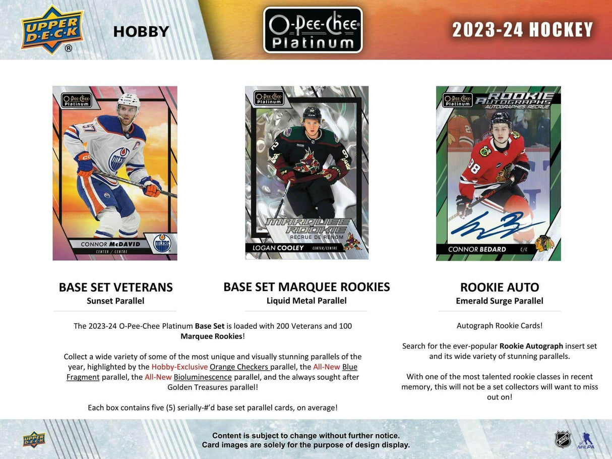 2023/24 Upper Deck O-Pee-Chee Platinum Hockey Hobby Box