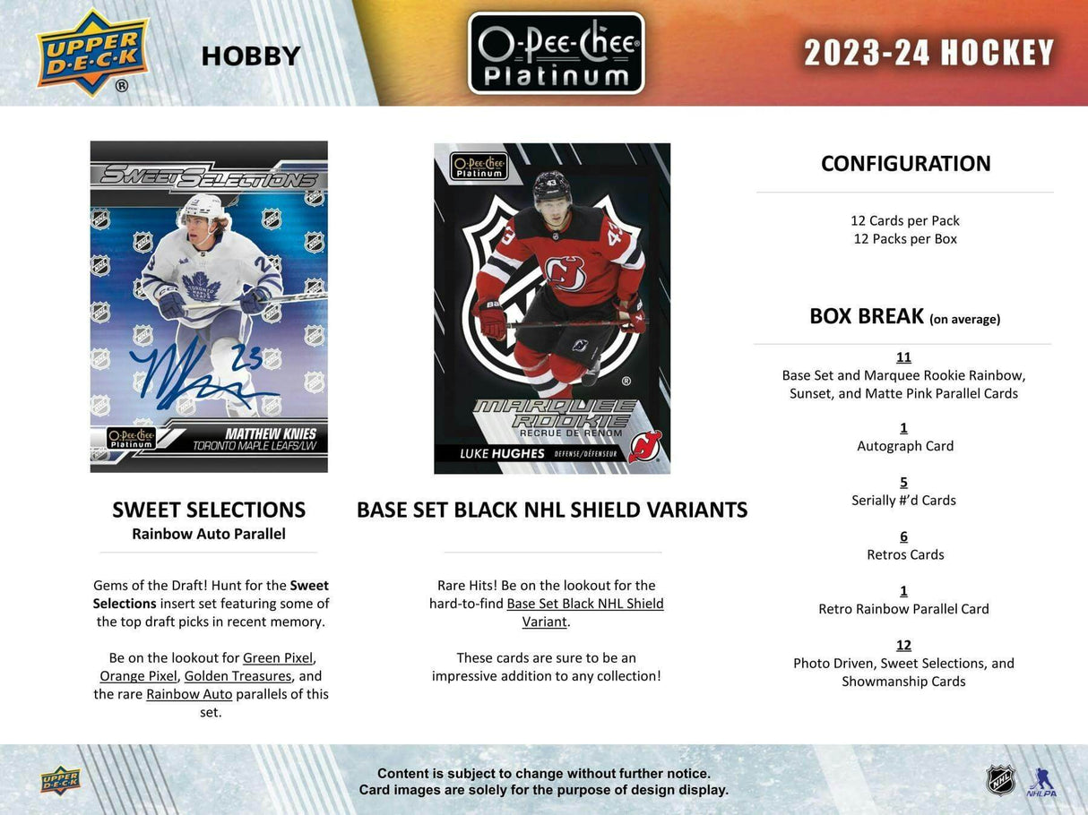 2023/24 Upper Deck O-Pee-Chee Platinum Hockey Hobby Box