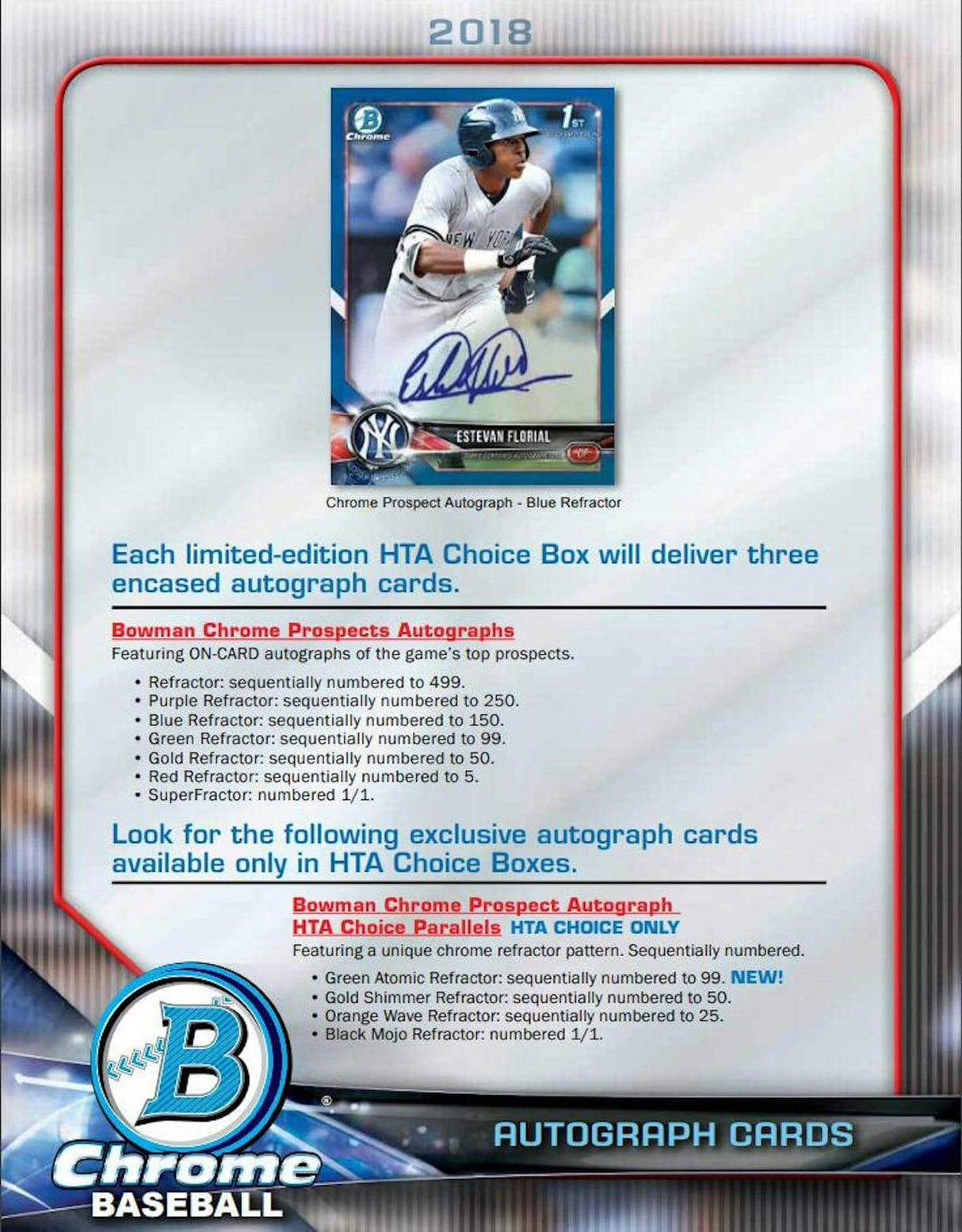 2018 Bowman Chrome Baseball Jumbo HTA Choice Box