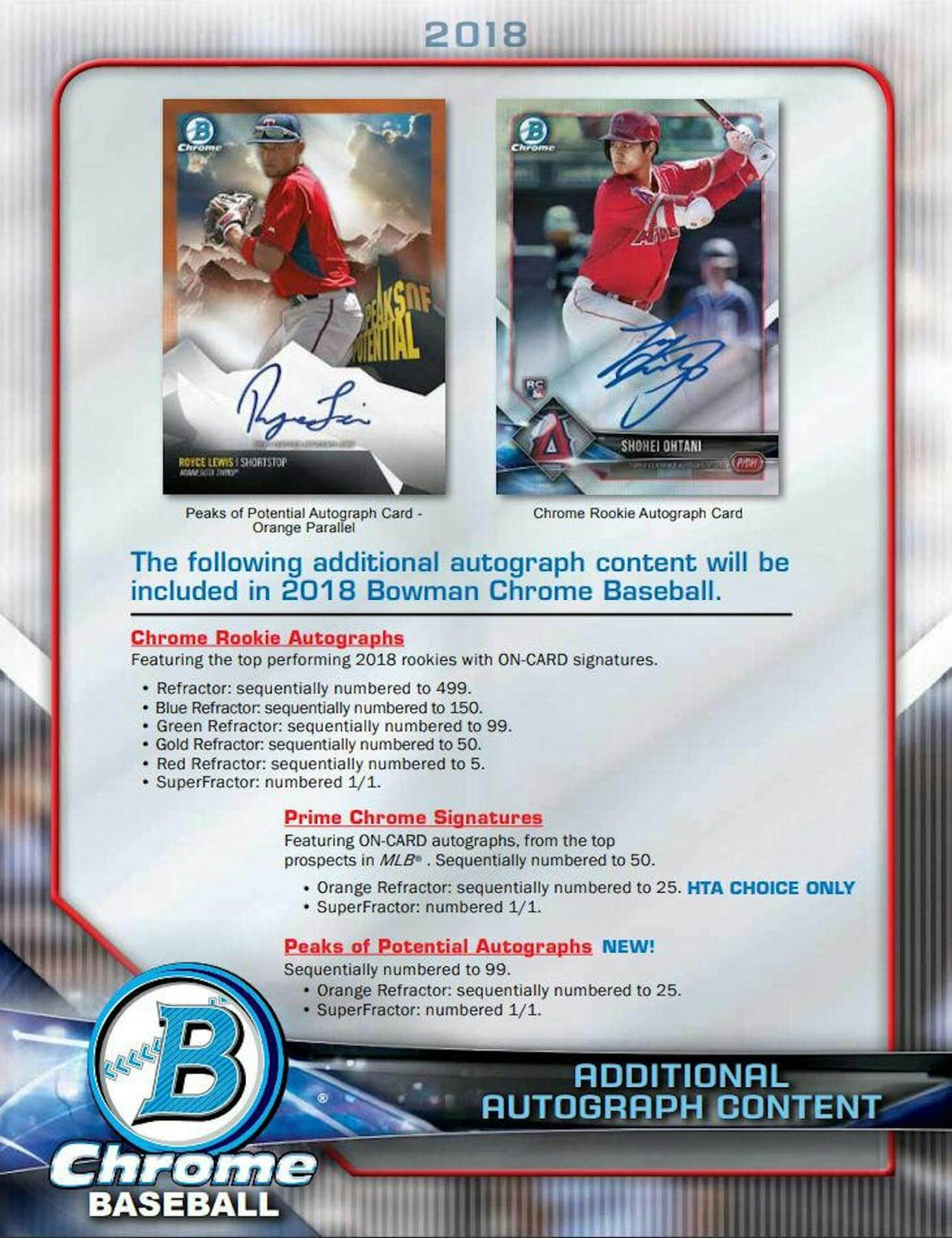 2018 Bowman Chrome Baseball Jumbo HTA Choice Box