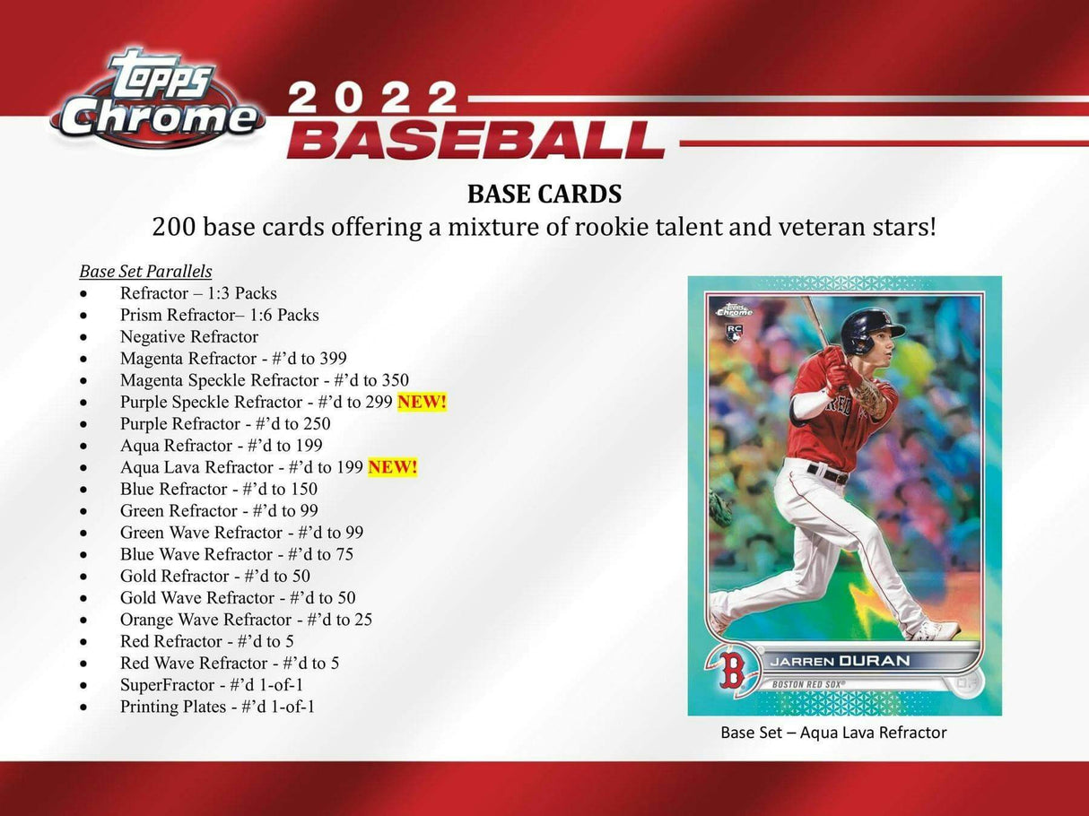 2022 Topps Chrome Baseball Hobby Jumbo Box