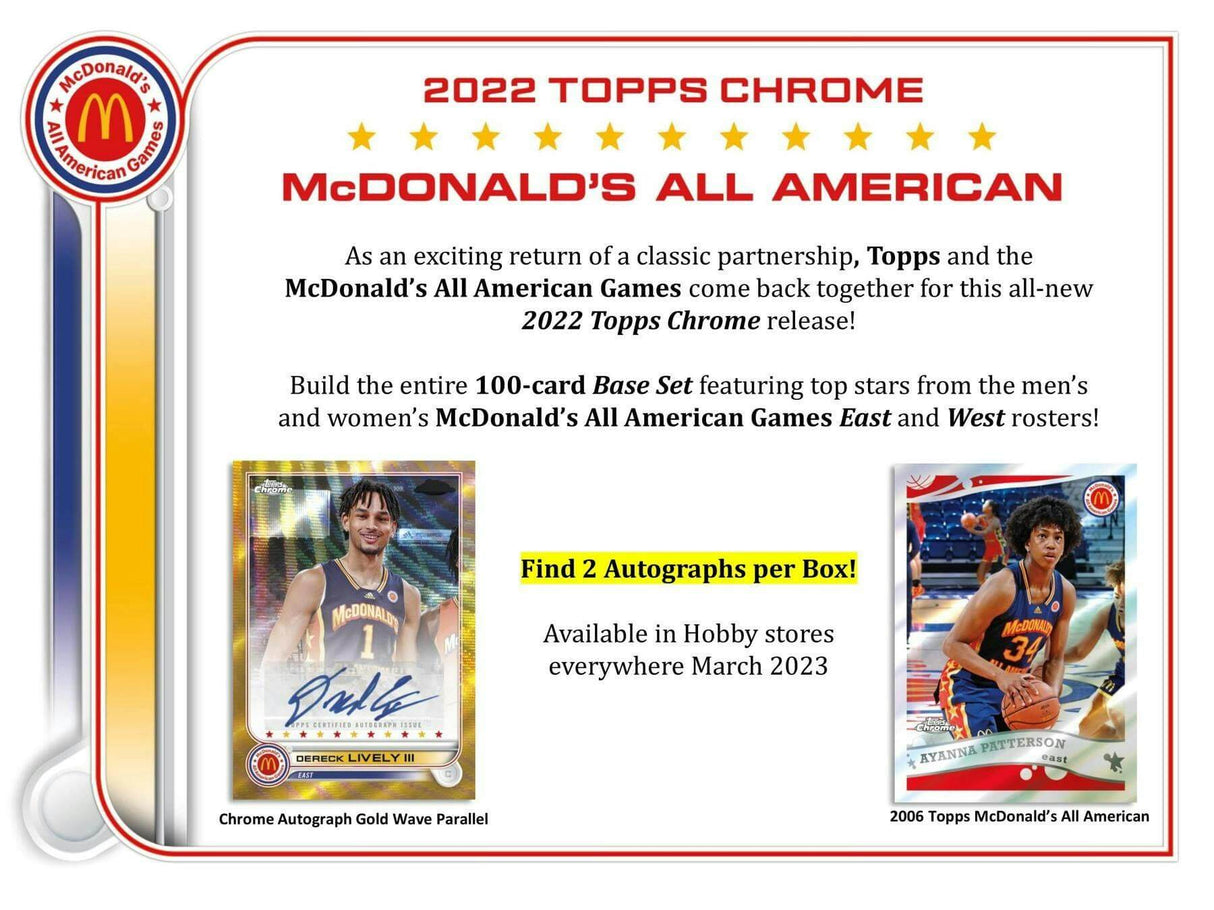 2022 Topps McDonald's All American Chrome Basketball Hobby Pack