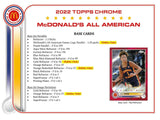 2022 Topps McDonald's All American Chrome Basketball Hobby Pack