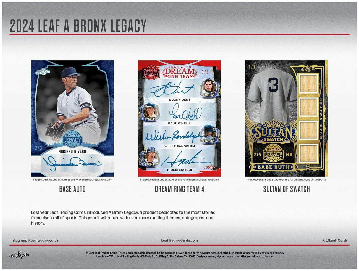 2024 Leaf A Bronx Legacy NYC Series 2 Baseball Hobby Box