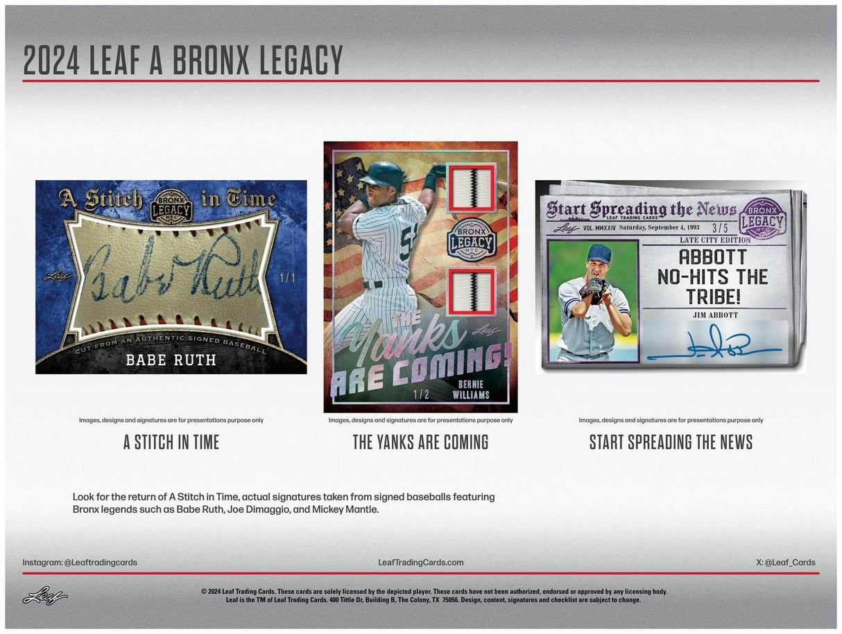 2024 Leaf A Bronx Legacy NYC Series 2 Baseball Hobby Box