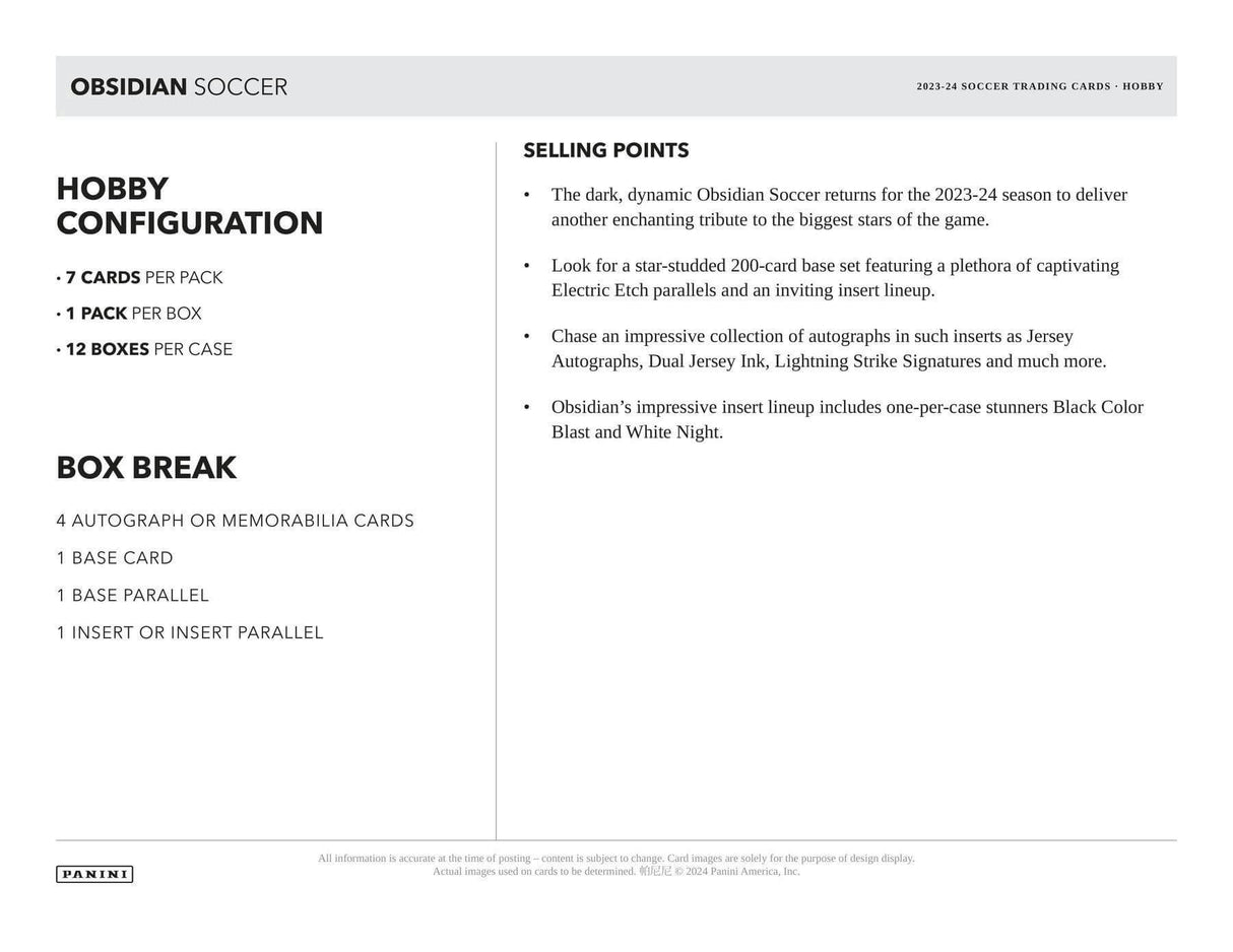 2023/24 Panini Obsidian Soccer Hobby Box