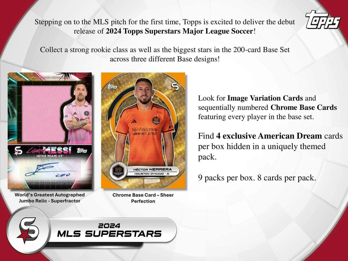 2024 Topps Superstars MLS Major League Soccer 9-Pack Blaster Box