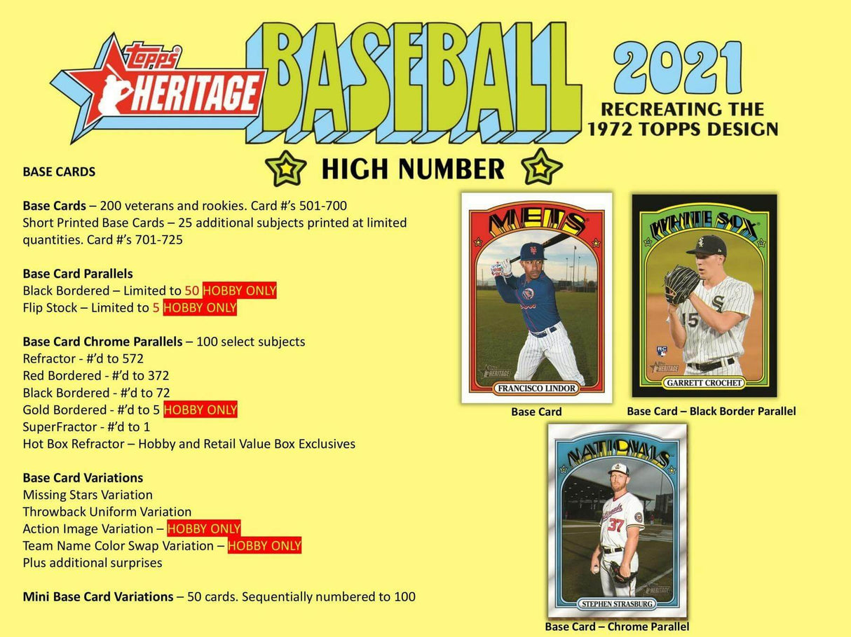 2021 Topps Heritage High Number Baseball Hobby Box