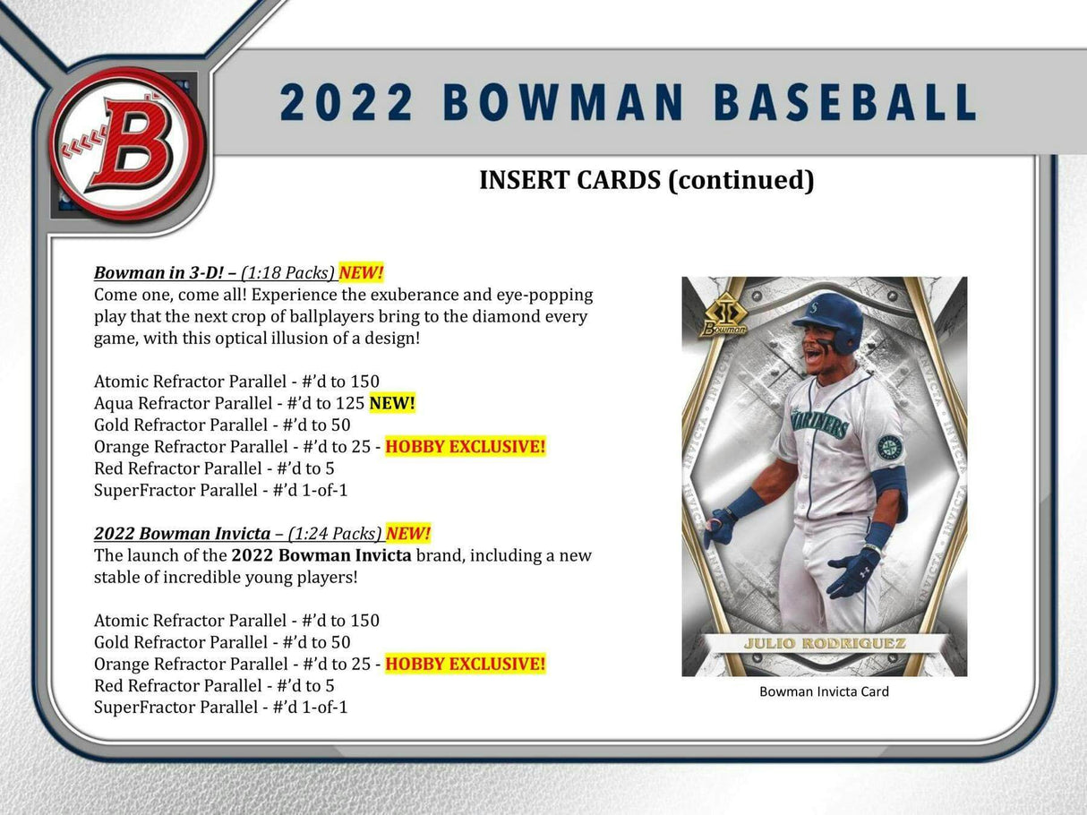2022 Bowman Baseball Hobby Pack