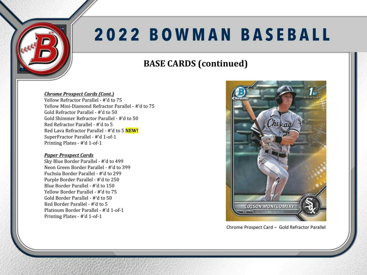 2022 Bowman Baseball Hobby Jumbo Box