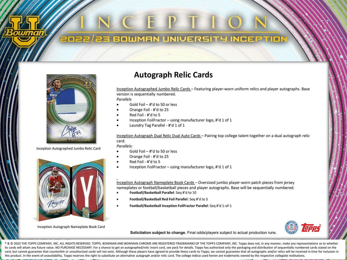 2022/23 Bowman University Inception Hobby Box