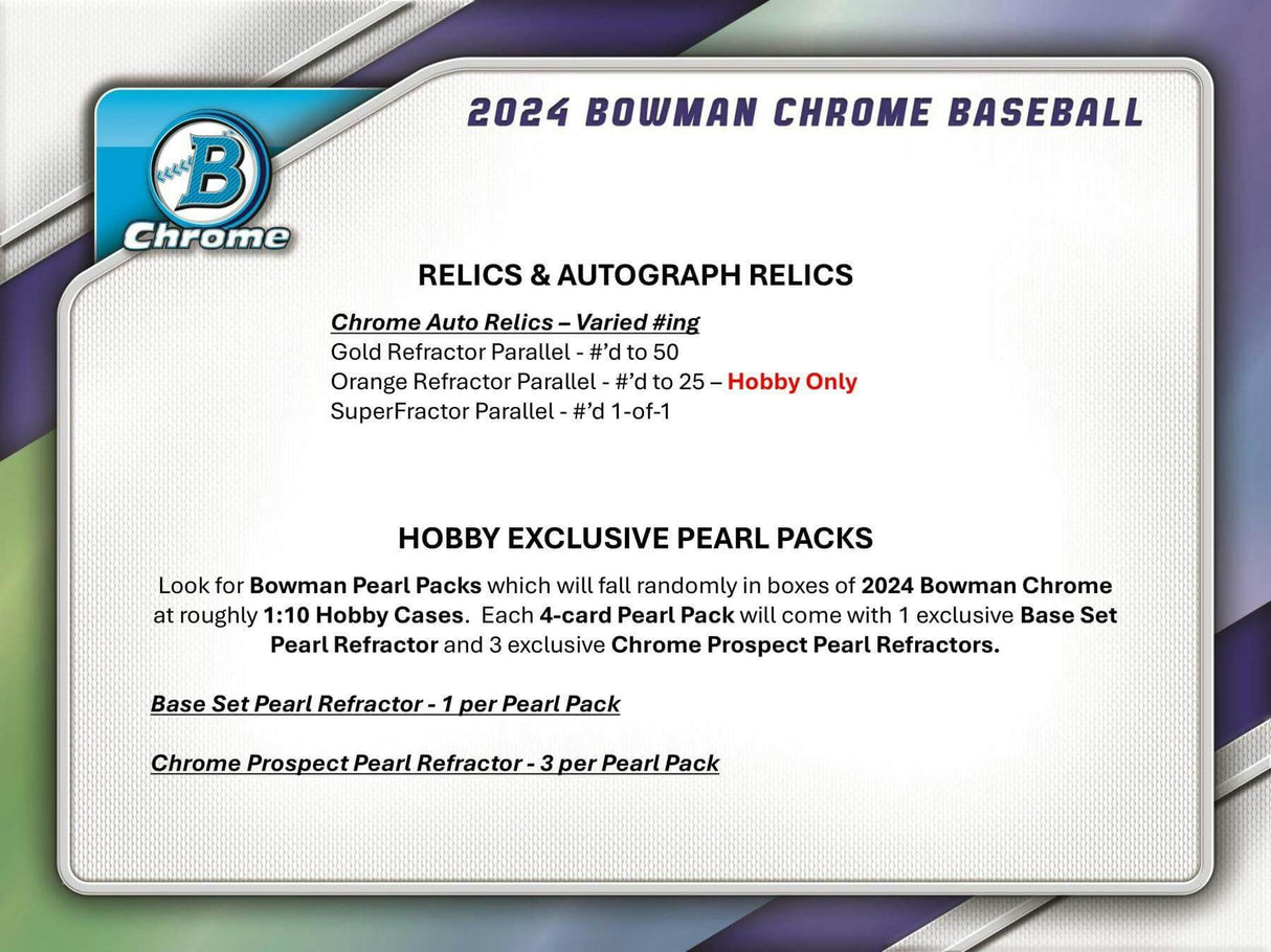 2024 Bowman Chrome Baseball Hobby Box